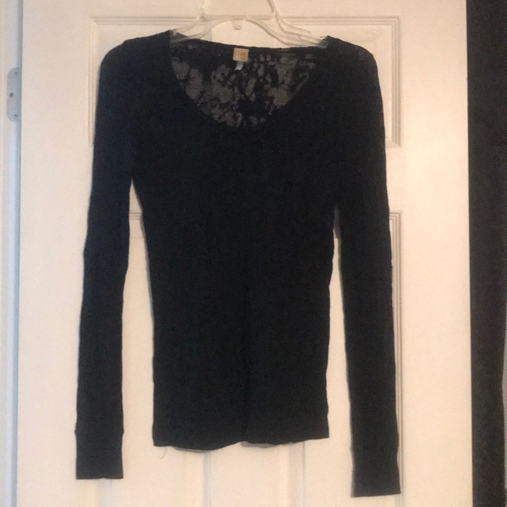BKE black burnout long sleeve tee